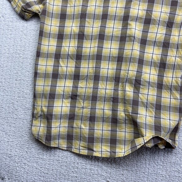 Helly Hansen Yellow Plaid Short Sleeve Button Up Shirt Men’s Size XL Outdoors - Picture 16 of 16